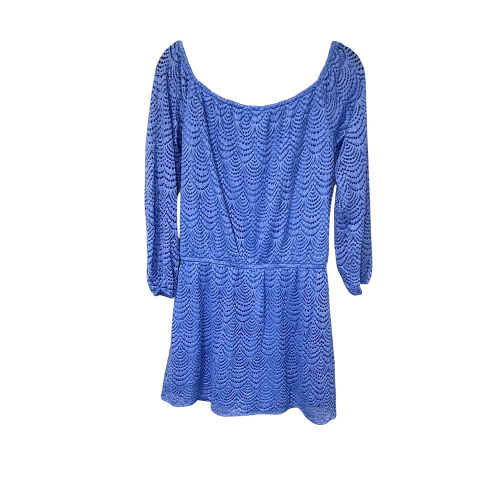 Lilly Pulitzer Lana Skort Romper Blue Lace Off Shoulder Long Sleeve Size Large - Picture 5 of 11